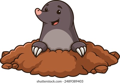 Mole in hole vector illustration