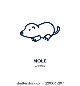 icono de topo de la colección de animales. Mole lineal delgado, naturaleza, muy contorno icono aislado en fondo blanco. Signo de topo vectorial de línea, símbolo para web y móvil