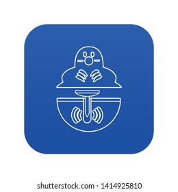Mole icon blue vector isolated on white background