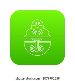 Mole icon green vector isolated on white background