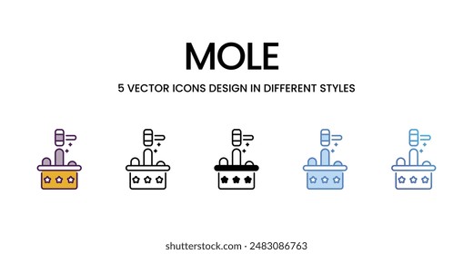 Mole icons vector set stock illustration.