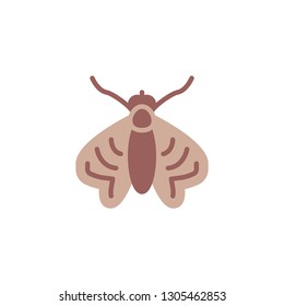 Mole insect flat icon, vector sign, colorful pictogram isolated on white. Moth pest symbol, logo illustration. Flat style design
