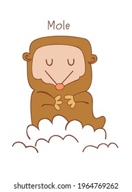 The mole little  came out of the pit and smiled brightly vector.