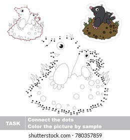 Mole Mother and her Infant. Dot to dot educational game for kids.