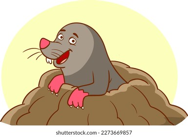 Mole on Soil Ground Animal Vector Illustration