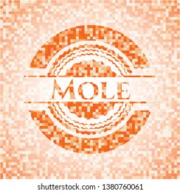 Mole orange mosaic emblem with background