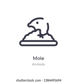 mole outline icon. isolated line vector illustration from animals collection. editable thin stroke mole icon on white background