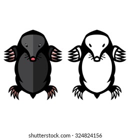 mole pest animal vector illustration - set of household pests in pure style