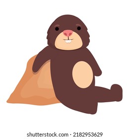 Mole relax icon cartoon vector. Cute animal. Forest ground