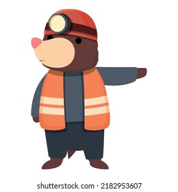 Mole road worker icon cartoon vector. Cute animal. Happy ground