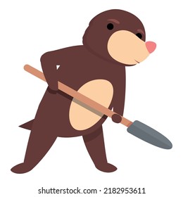 Mole shovel work icon cartoon vector. Cute animal. Happy character
