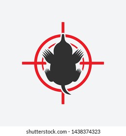 Mole silhouette. Animal pest icon red target