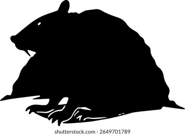 Mole Silhueta Vetor Digging Animal Clipart em Preto