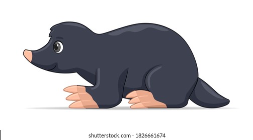 Mole standing on a white background. Cartoon style vector illustration