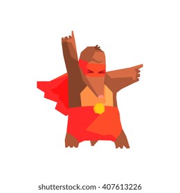 Mole Super Hero Character Flat Geometrical Design Cool  Vector Icon On White Background