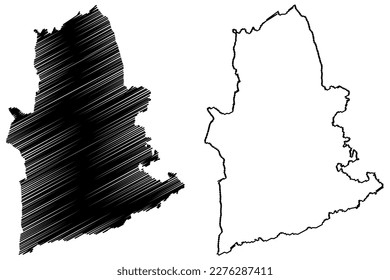 Mole Valley Non-metropolitan district (United Kingdom of Great Britain and Northern Ireland, ceremonial county Surrey, England) map vector illustration, scribble sketch