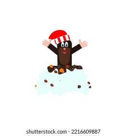 Mole and winter.  In a hat .