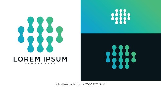Elemento de diseño de logotipo de tecnología molecular con concepto moderno. Vector de Premium