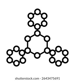 Vetor de ícone de estrutura de moléculas. Sinal de ilustração da estrutura do átomo. símbolo da molécula. ícone da web do átomo. Design do logotipo da física.