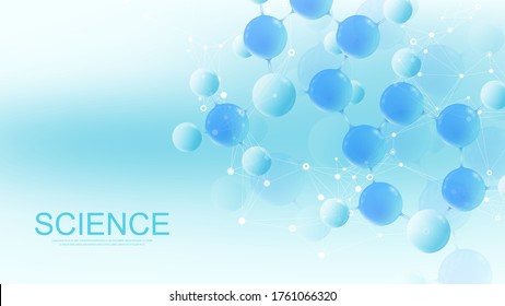 Molecular 3d vector structure molecule or atom. Scientific vector illustration for Science or Medical background. Molecular innovation model. Abstract biotechnological background chemistry research
