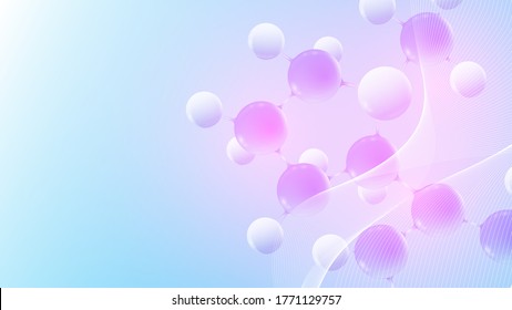 Molekulares 3D-Vektorstrukturmolekül oder Atom. Wissenschaftliche Vektorgrafik für Wissenschaft oder medizinischer Hintergrund. Molekulares Innovationsmodell. Abstrakte biotechnologische Hintergrund-Chemieforschung