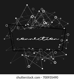 Molecular abstract background, Internet connection. Technology cloud texture, connection concept, modern frame isolated on black. 