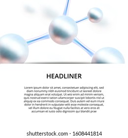 Molecular abstract brochure covers set. Vector illustration. Atoms. Medical background for banner or flyer. 3d Molecular structure with red spherical particles.