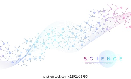 Molecular abstract structure background. Scientific vector illustration with molecule DNA. Medical, science and technology concept for banner template or header
