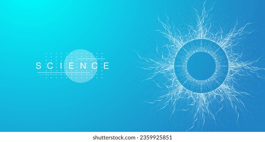 Molecular abstract structure background. Scientific vector illustration with molecule DNA. Medical, science and technology concept for banner template or header