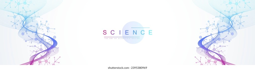 Molecular abstract structure background. Scientific vector illustration with molecule DNA. Medical, science and technology concept for banner template or header