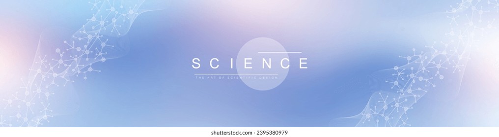 Molekulare abstrakte Struktur, Hintergrund. Wissenschaftliche Vektorgrafik mit Molekül-DNA. Medizinisches, wissenschaftliches und technologisches Konzept für Banner-Vorlagen oder -Kopfzeilen