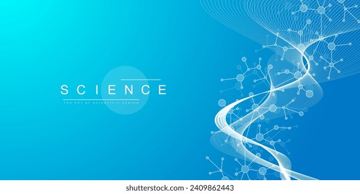 Molecular abstract structure background. Scientific vector illustration with molecule DNA. Medical, science and technology concept for banner template or header.