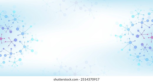 Molecular abstract structure background. Scientific vector illustration with molecule DNA. Medical, science and technology concept for banner template or header.