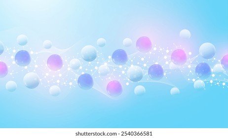 Fondo de estructura abstracta molecular. Ilustración vectorial científica con la molécula de ADN. Concepto médico, científico y tecnológico para la Plantilla o el cabezal del Anuncio