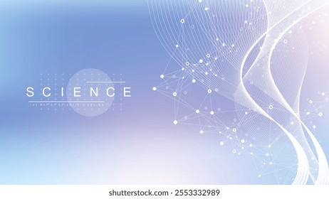 Fundo de estrutura abstrata molecular. Ilustração vetorial científica com DNA molecular. Conceito médico, científico e tecnológico para modelo ou cabeçalho de banner