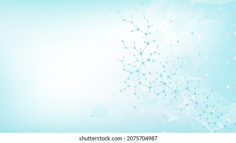 Molecular Abstract Structure And Genetic Engineering, Healthcare And Medicine Background. Scientific Research Background. Wave Flow, Innovation Pattern. Vector Illustration