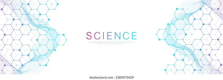 Estructura abstracta molecular y ADN de ingeniería genética. Concepto de antecedentes médicos y médicos. Antecedentes de la investigación científica. Flujo de ondas. Patrón de innovación. Ilustración del vector