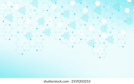 Molecular abstract structure and genetic engineering DNA. Healthcare and medicine background concept. Scientific research background. Wave flow. Innovation pattern. Vector illustration