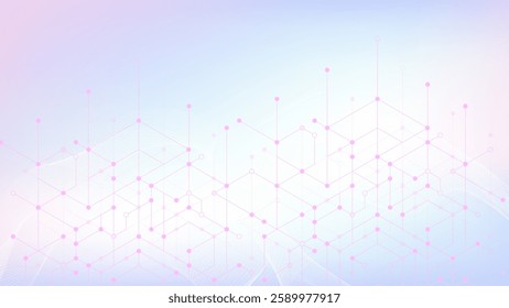 Molecular abstract structure and genetic engineering DNA. Healthcare and medicine background concept. Scientific research background. Wave flow. Innovation pattern. Vector illustration