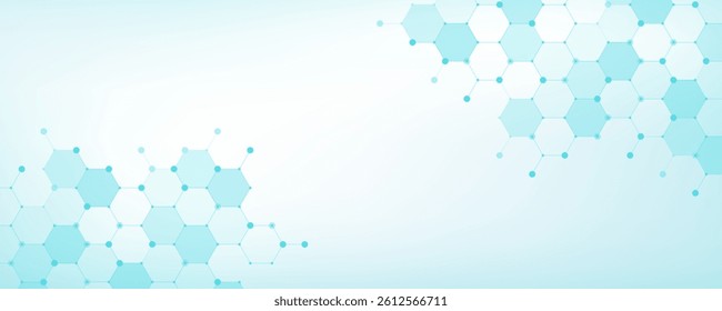 Molecular abstract structure and genetic engineering DNA. Healthcare and medicine background concept. Scientific research background. Wave flow. Innovation pattern. Vector illustration