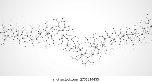 Estructura abstracta molecular e ingeniería genética del ADN. Concepto de fondo de atención médica y medicina. Antecedentes de investigación científica. Flujo de las olas. Patrón de innovación. Ilustración vectorial