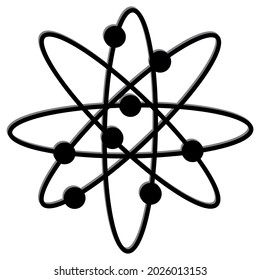 Molecular atom neutron laboratory. Technology round logo. Vector illustration. Stock image. 