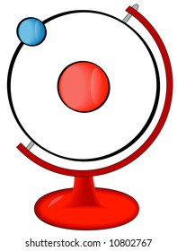 molecular atom on display in stand - science concept - vector
