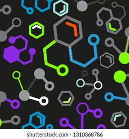Molecular background, chemical atoms seamless pattern