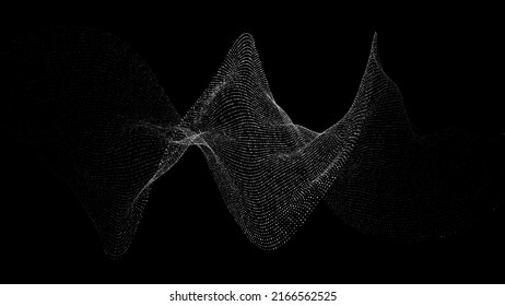 Molecular background with DNA. Network concept. Music sound wave. Big data visualization. Vector abstract connecting dots on the black backdrop.