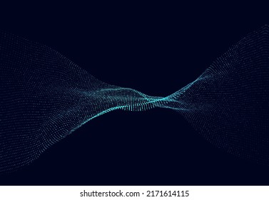 Fondo molecular con ADN. Concepto de red. Ola musical. Gran visualización de datos. Los puntos de conexión de bstracto vectorial en el fondo oscuro.