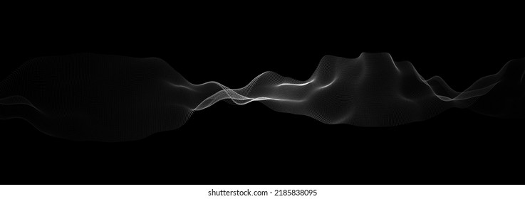 Molecular background with DNA. Network concept. Music sound wave. Big data visualization. Vector bstract connecting dots on the dark backdrop.