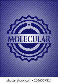 Molecular badge with denim background