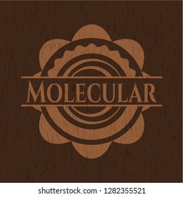 Molecular badge with wooden background