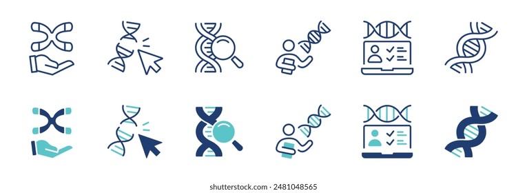 molecular biotechnology genetic dna icon vector set helix chromosome gene biology heredity signs illustration collection